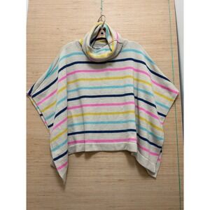 THML Womens Striped Turtleneck Poncho Sweater Beige Pink Yellow XS/S